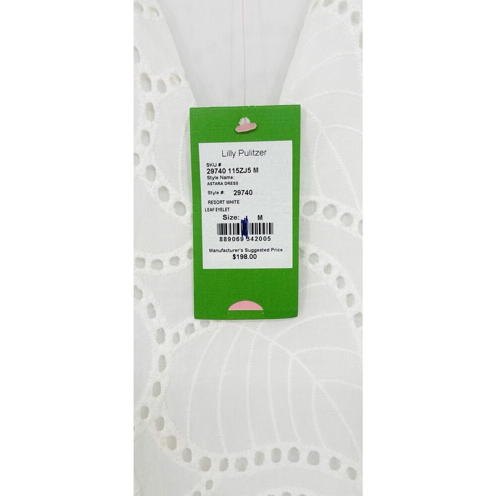 NWT Lily Pulitzer Sz M White Astara Leaf Eyelet Lace V Neck Ruffle Slvls Sheath - Picture 3 of 8